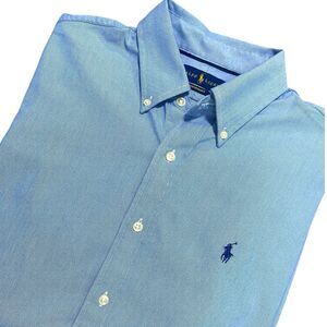 Ralph Lauren Mens Performance Shirt Size Large Blue Button Down Long Sleeve Top